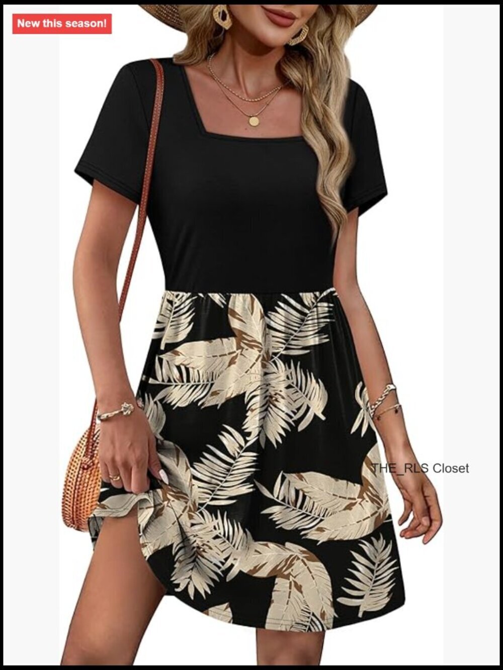 Lightweight Square Neck Casual Sundress with Pockets A-Line